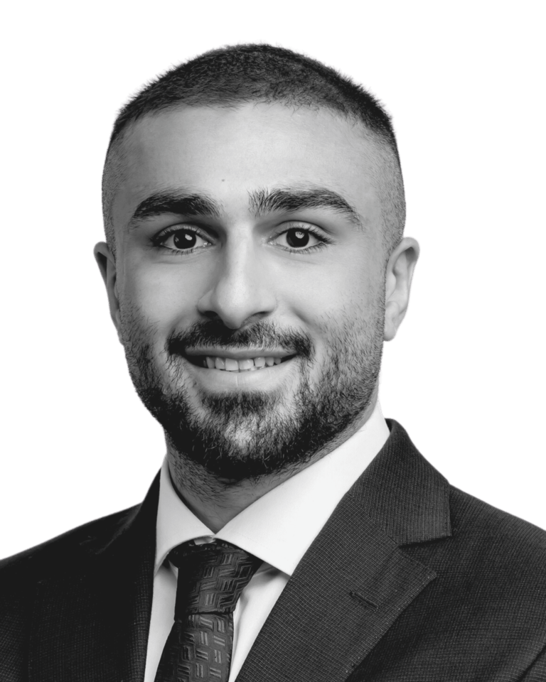 black and white image of Ally Tabaqchali