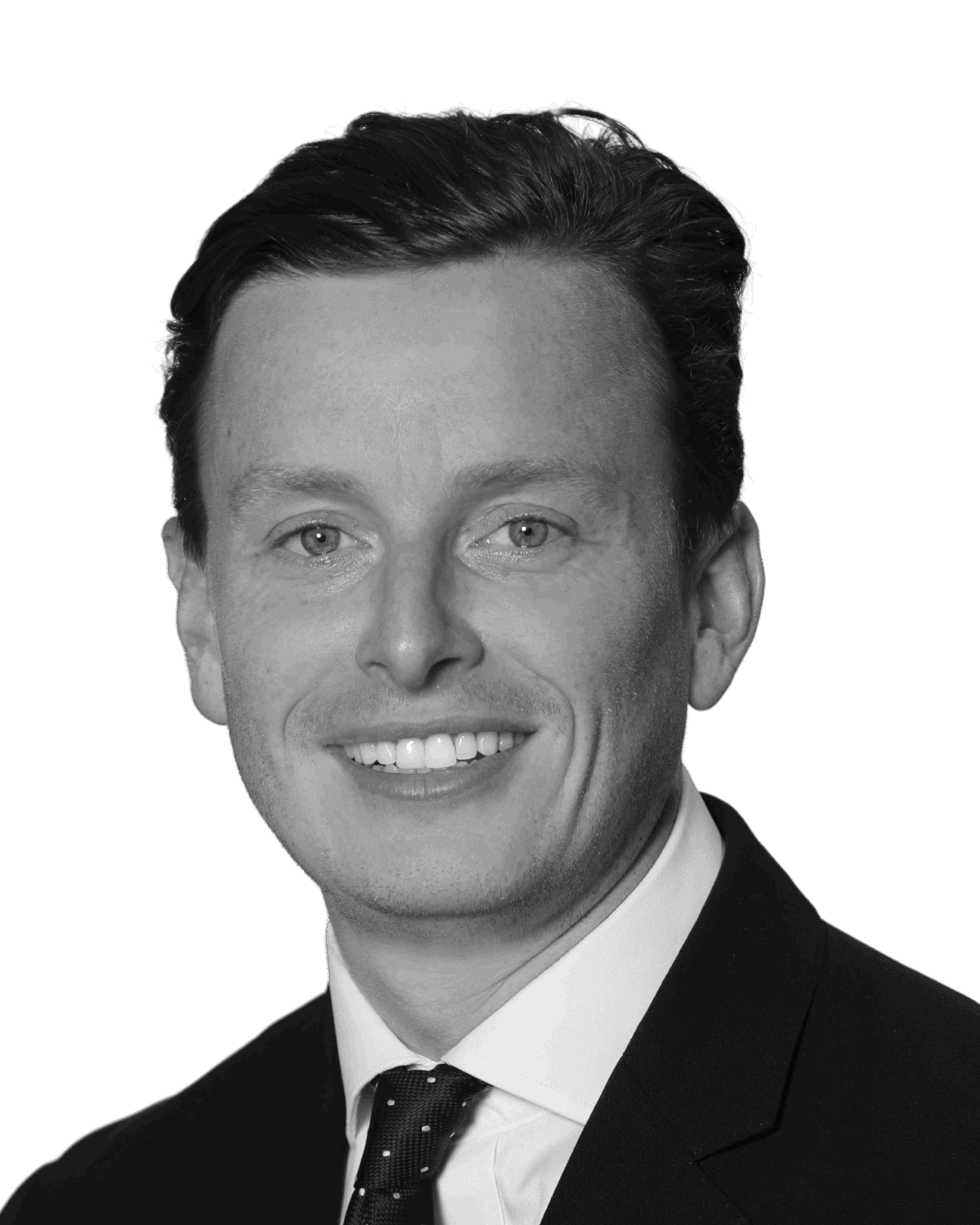 A black and white photo of tom allison