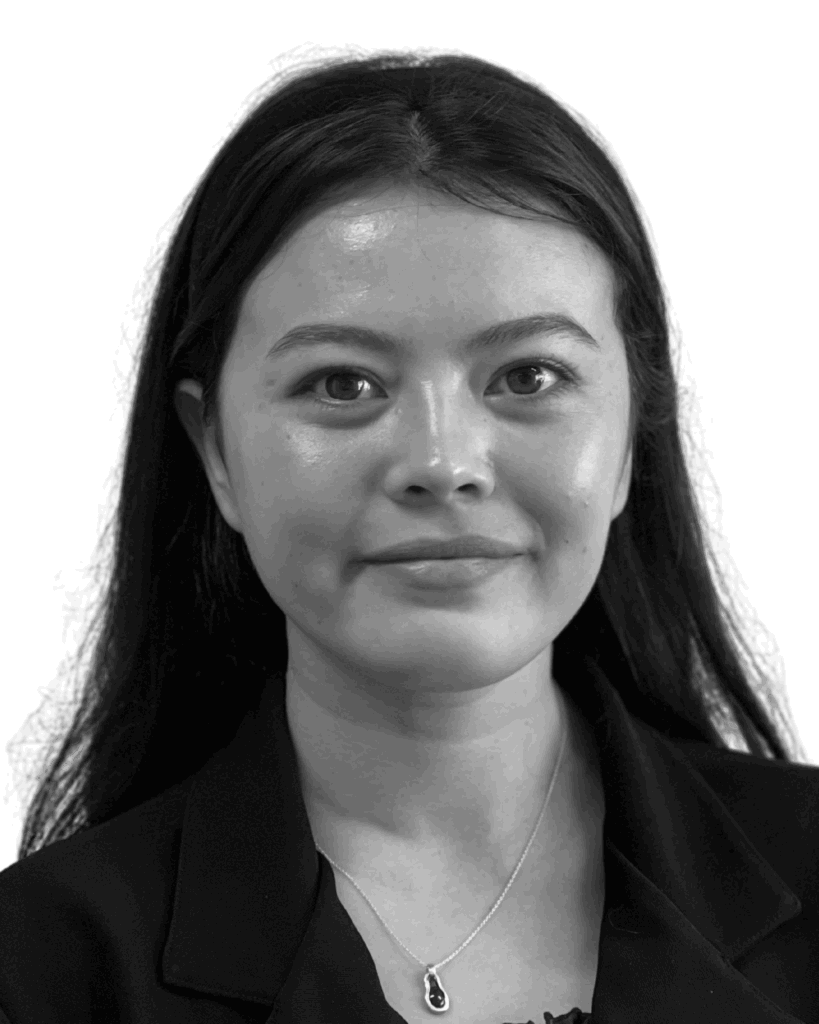 A black and white photograph of Emma Toogood.