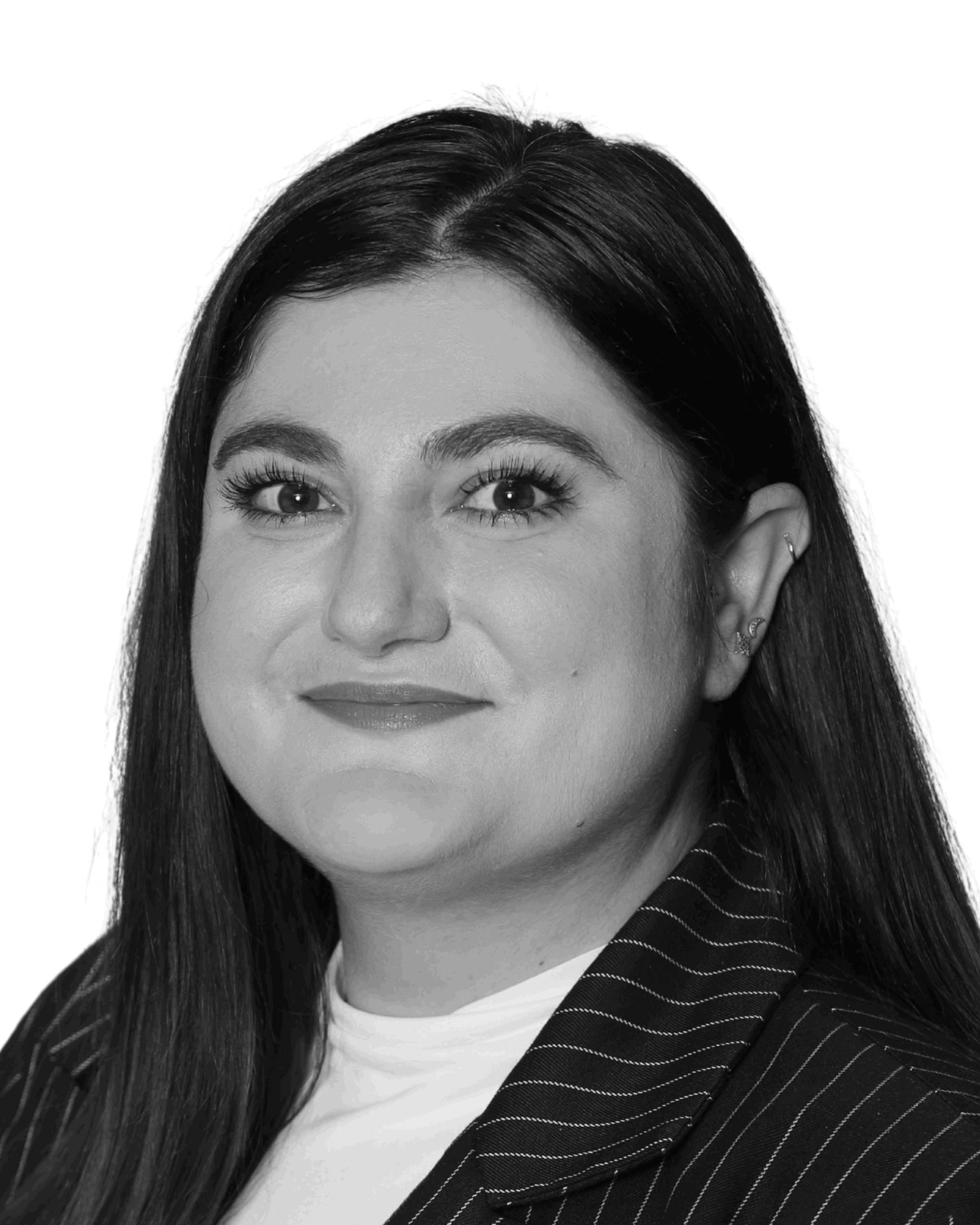 A black and white photograph of Marina Manica.