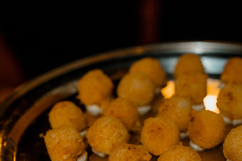 A photograph of a tray of canapés.